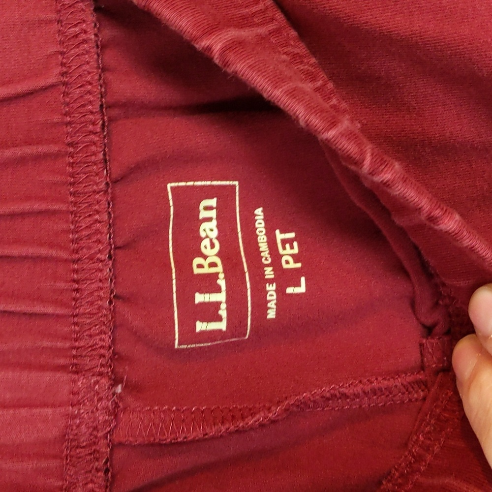 LL Bean Red Pull-On Elastic Waist Stretch Pants Pockets Women's L Petite - Picture 3 of 4